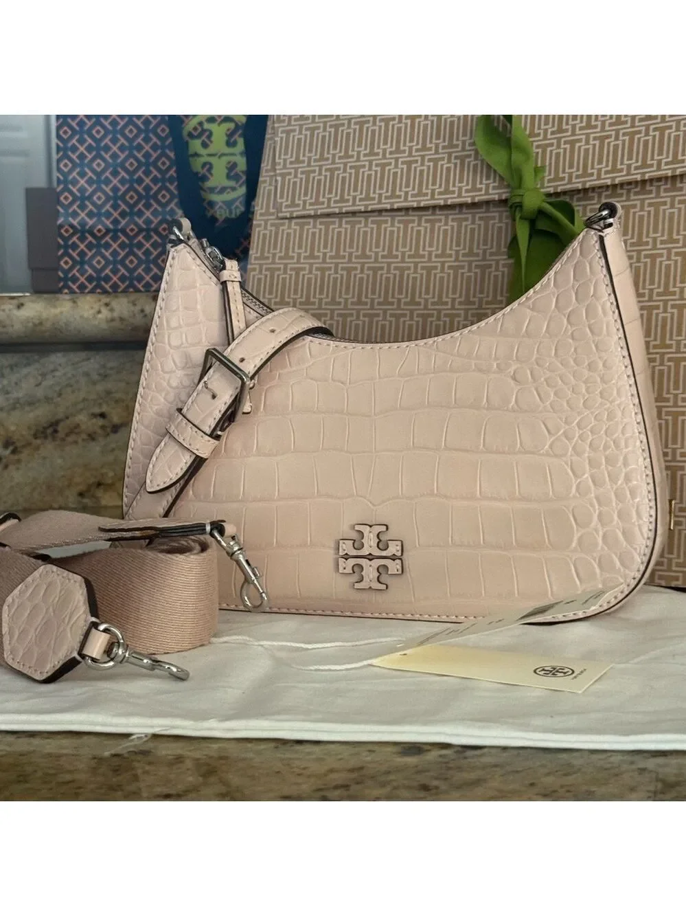 478$! Tory Burch - Thea Embossed Convertible Crossbody, Clay Pink